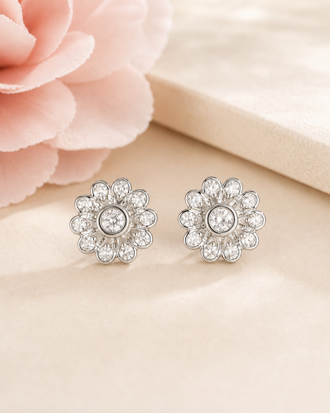 Silver earrings with cubic zirconia