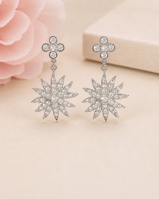 silver earrings with cubic zirconia