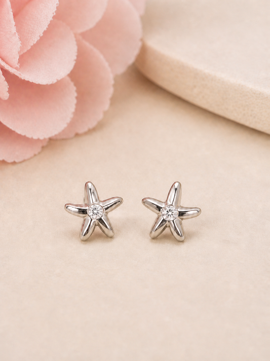 Silver earrings with cubic zirconia stone