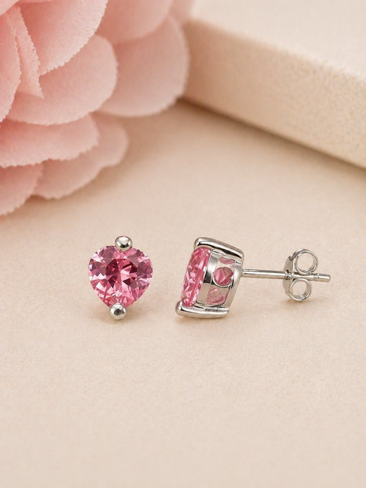 Heart silver earrings