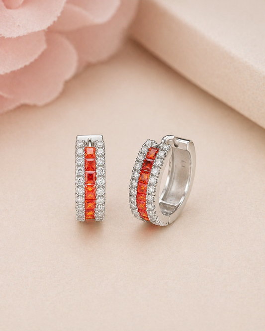 Silver earrings with orange stones