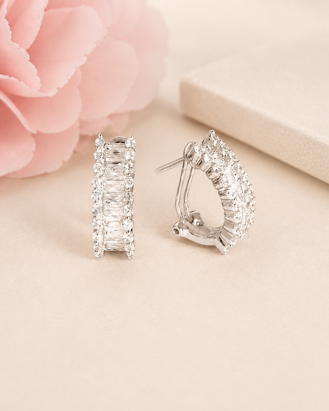 Silver earrings with cubic zirconia