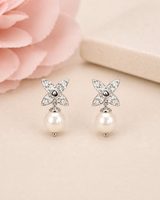 Silver pearl earrings